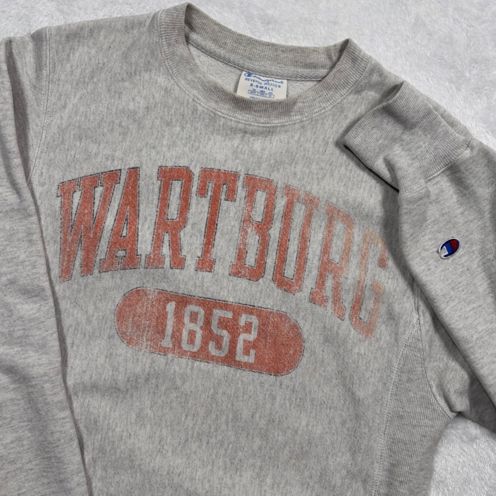 Wartburg 1852 Champion Reverse Weave Sweatshirt Adult XS Gray Faded Distressed